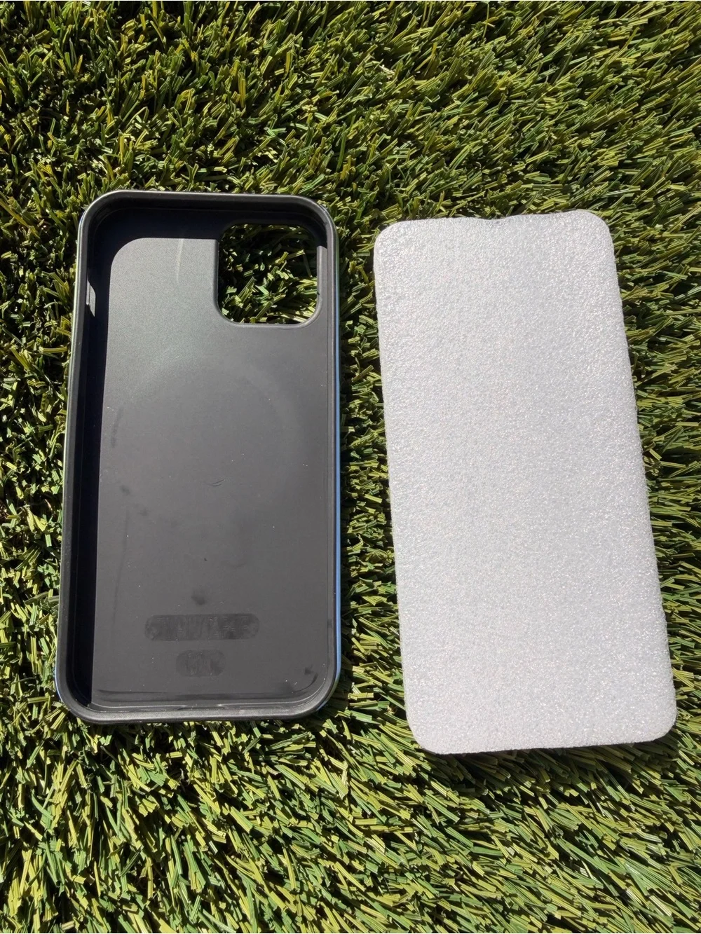 iPhone 12/12p Green and Light Blue Striped Phone Case